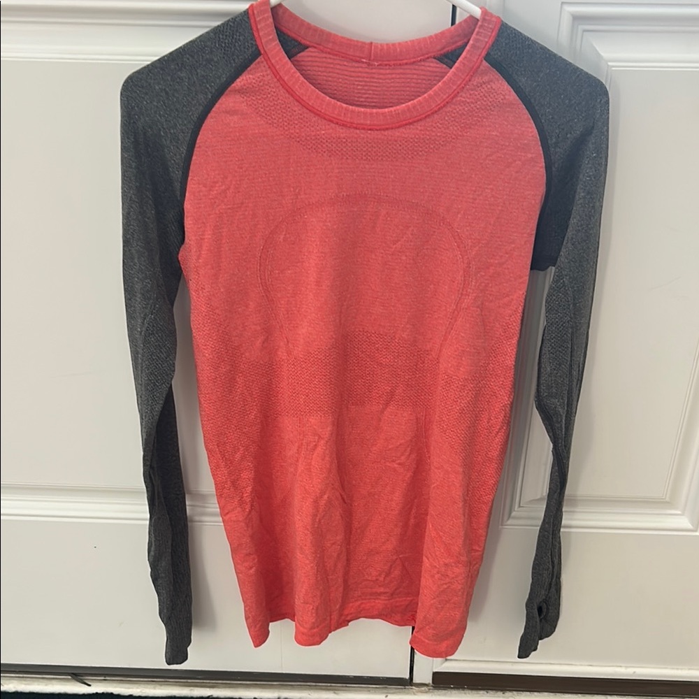 Lululemon Red and Gray Long Sleeve workout Shirt